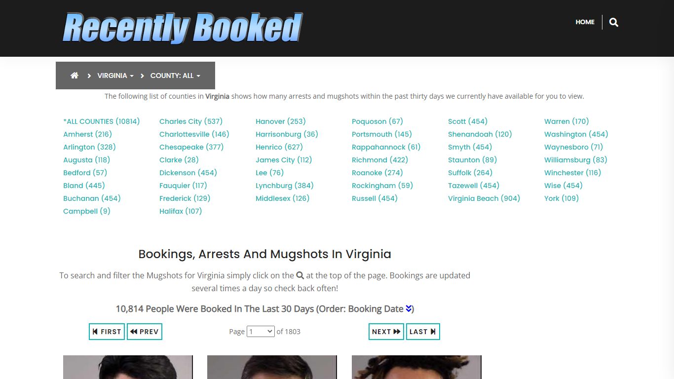 Bookings, Arrests and Mugshots in Virginia Beach County, Virginia